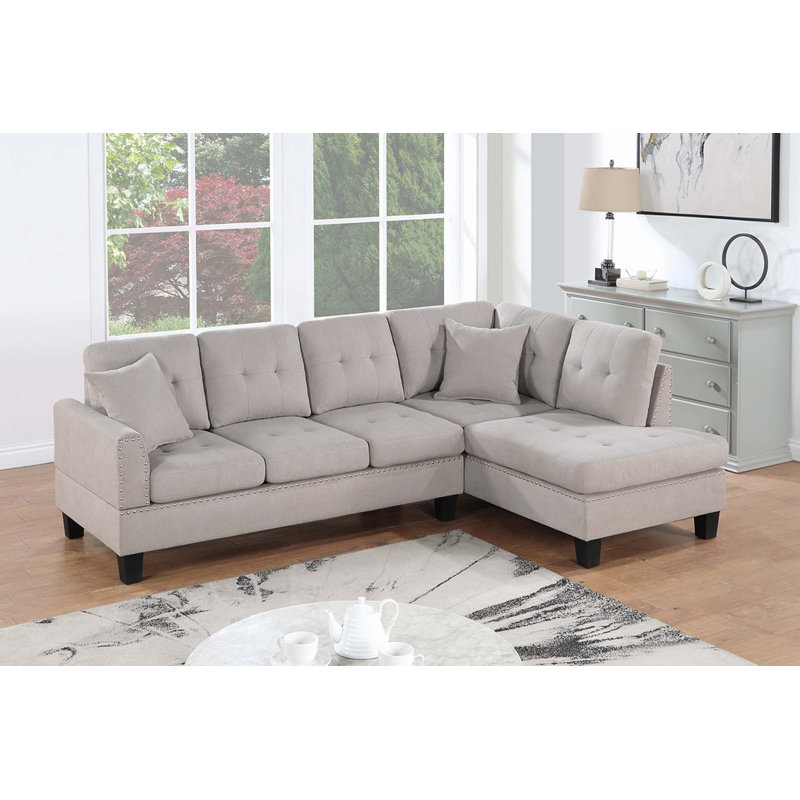 2pc Sectional Set, Mushroom Velvet