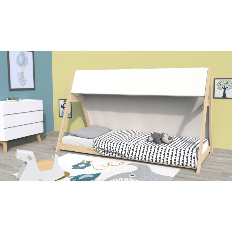 Daugherty European Single (90 X 200 Cm) Standard House Beds, Natural brown, White