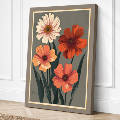 Gerbera Cascade Botanical - Wrapped Canvas