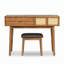 Ensemble de coiffeuse classique en bois avec miroir rabattable, tabouret et grand rangement pour les routines de beauté organisées, brun