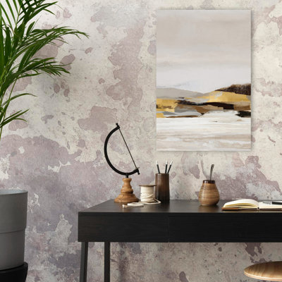 Touch Of Gold Landscape I - Contemporary Abstract Landscape Soft Horizon Minimal Colors Art