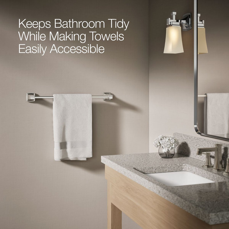Riff Wall Mounted Towel Bar, 24"W, Vibrant Polished Nickel