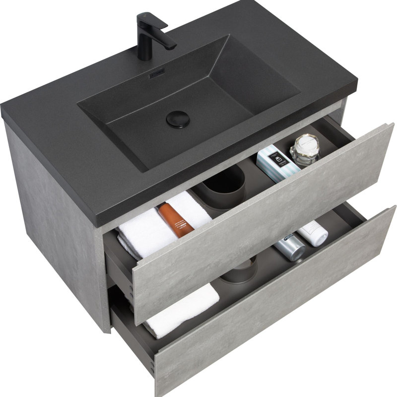 Meuble-lavabo de salle de bain avec lavabo en résine, 36"
