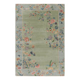 Art Deco Hand Knotted Wool Floral Area Rug
