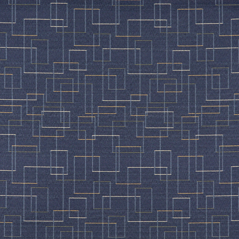 Tissu à carrés géométriques, Bleu