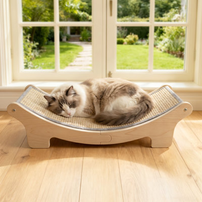 Curved Wooden Sisal Cat Scratcher Lounge Bed