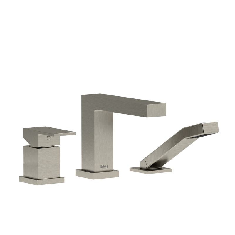 Garniture de robinet de baignoire à pression équilibrée à 3 trous Kubik, Nickel brossé