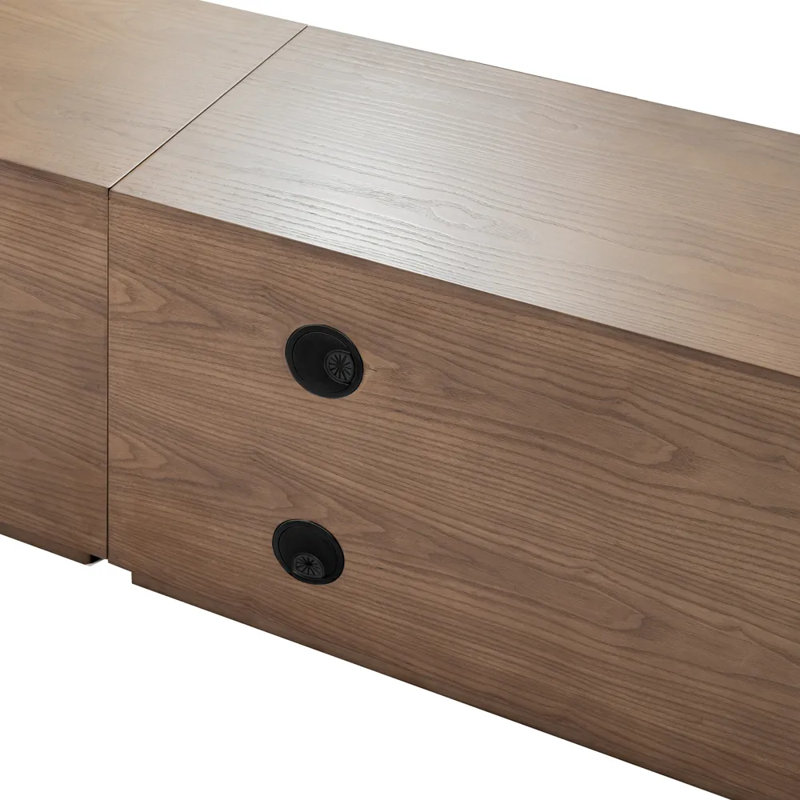 Meuble télé Mid-Century moderne, entièrement assemblé, H 16,54 po x L 118,11 po x l 15,75 po, Brun
