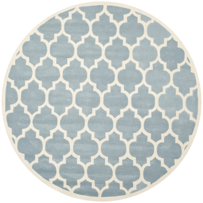 Carolene Hand Tufted Wool Geometric Rug, Round 7'