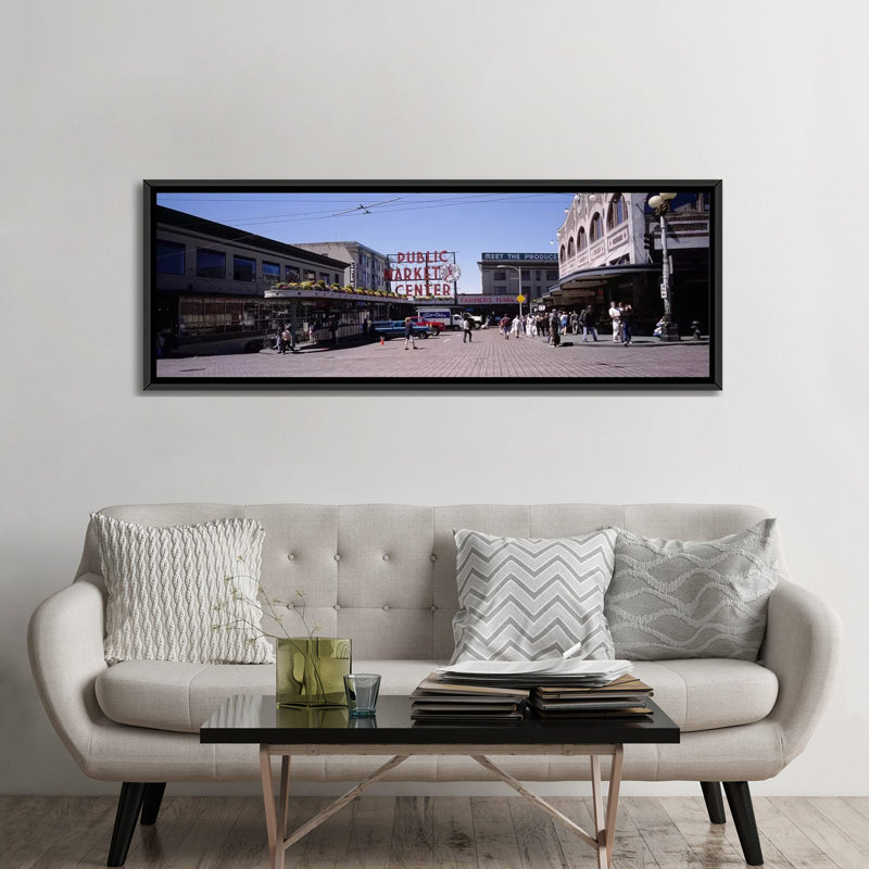 Impression sur toile tendue, seattle, washington, H 12 po x l 36 po x P 1,5 po, Toile avec cadre noir
