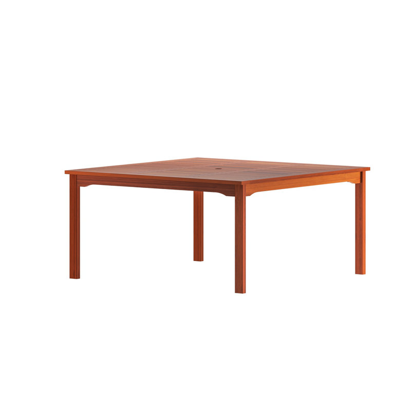 Audre Square Eucalyptus Outdoor Dining Table With Umbrella Hole , 59'' in. W 59'' in. D