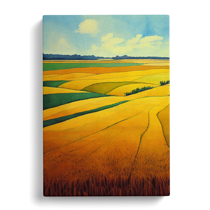 CAN-V0523-2797X Watercolour Wheat Field Vol.3 - Wrapped Canvas Print, 50cm H x 35cm W x 3cm D