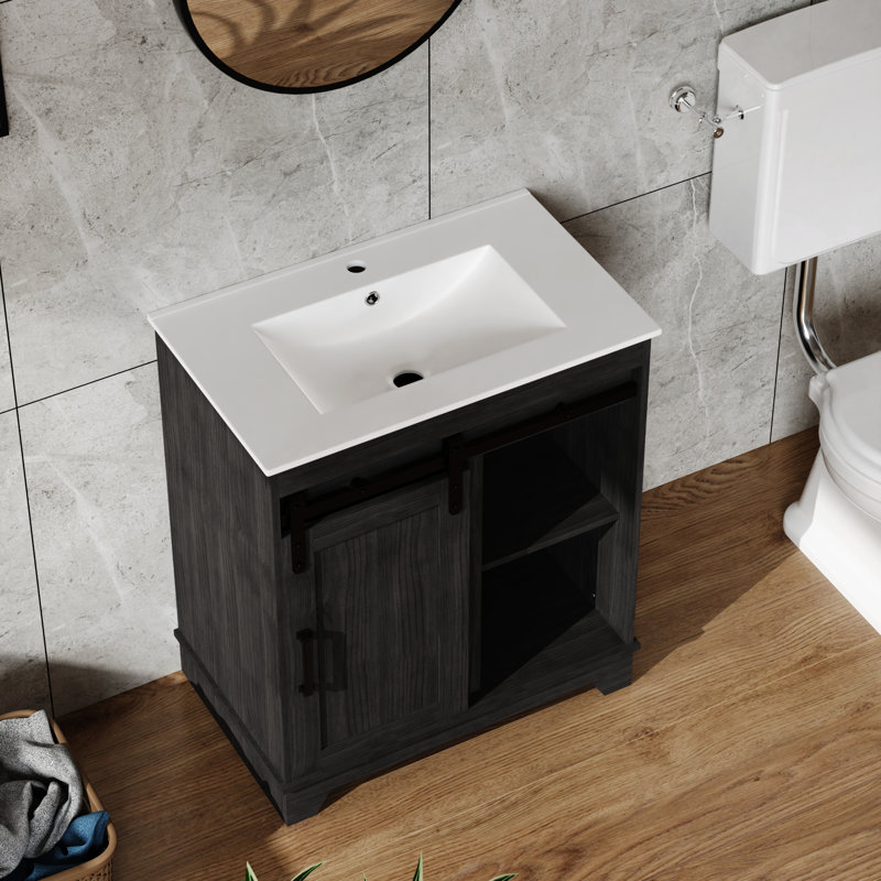 Lavabo encastré en céramique 24 po pour armoires de salle de bain, blanc | Idée cadeau