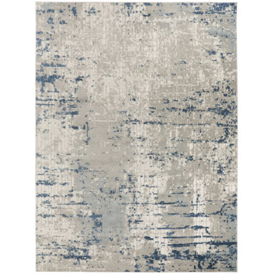 7' X 10' Blue And Gray Abstract Power Loom Area Rug