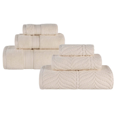 Ensemble de serviettes de bain 6 pièces en coton à jacquard Amaretto