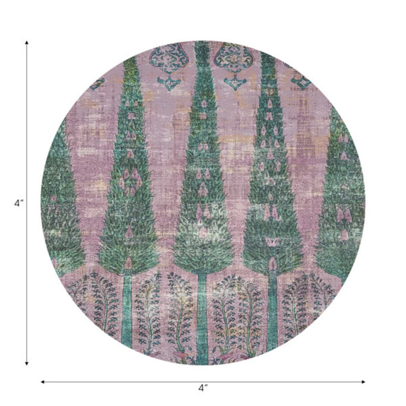 Sous-verres ronds en cuir végétal rose Topkapi, Vert rose