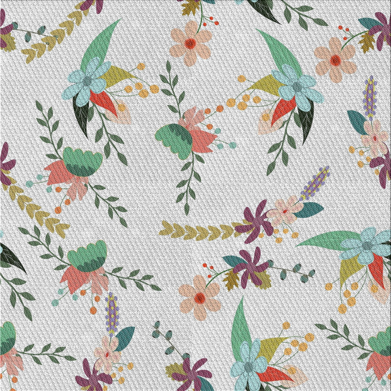 Tapis ivoire à motif floral Lex, Carré 7 pi