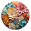 Corail coloré, collage II - animaux, art rond en métal-109734638