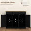 Buffet avec comptoir en bois massif, armoire de rangement de cuisine moderne, armoire à café avec 3 tiroirs, portes et tablette réglable, noir vieilli-1930362777