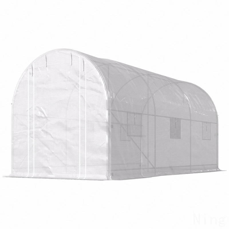 Walk-in Tunnel Greenhouse,Hoop House Greenhouse, Silver/White
