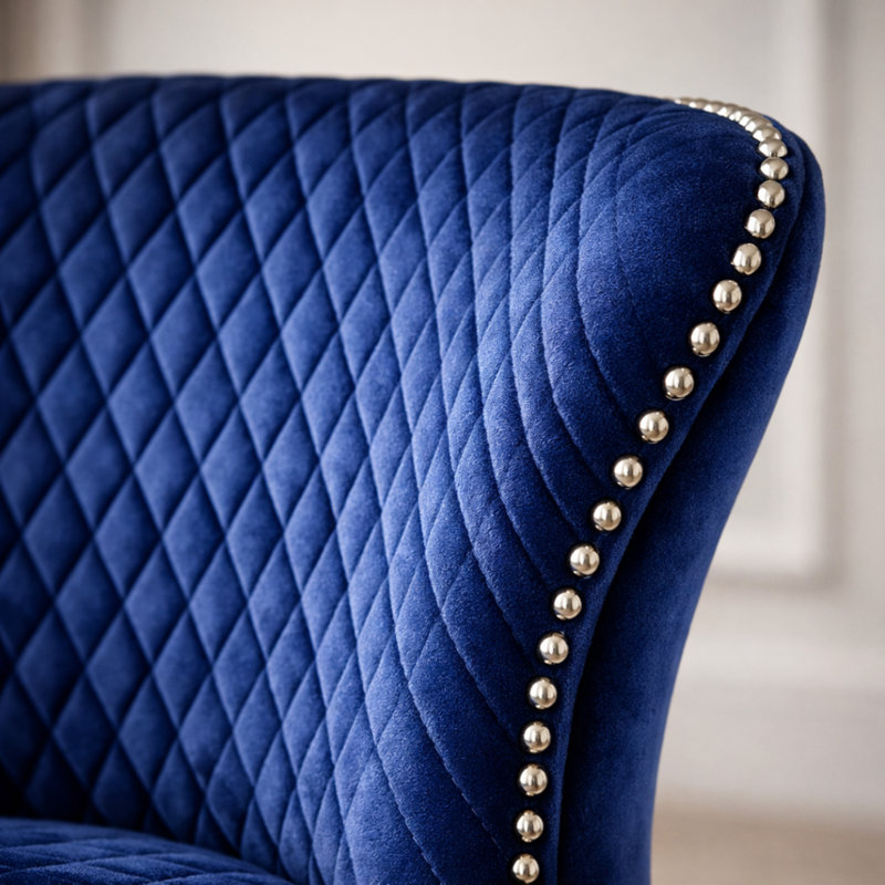 Velvet Upholstered Side Chair, Blue