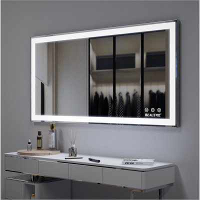 Miroir de salle de bain 48 po x 24 po à DEL avec interrupteur tactile mural réglable blanc / chaud / anti-buée avec mémoire