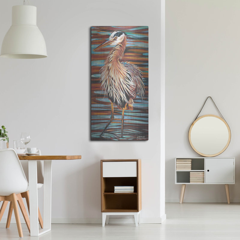 «Watchful Heron II» par Carolee Vitaletti, H 48 po x l 24 po