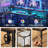 Minaya LED Gaming Desk with Power Outlet, L-Shaped Computer Desk with Monitor Stand-469351373-426595249