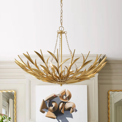 Mid-cenury Modern Oversized Branching Basket Leaf Chandelier