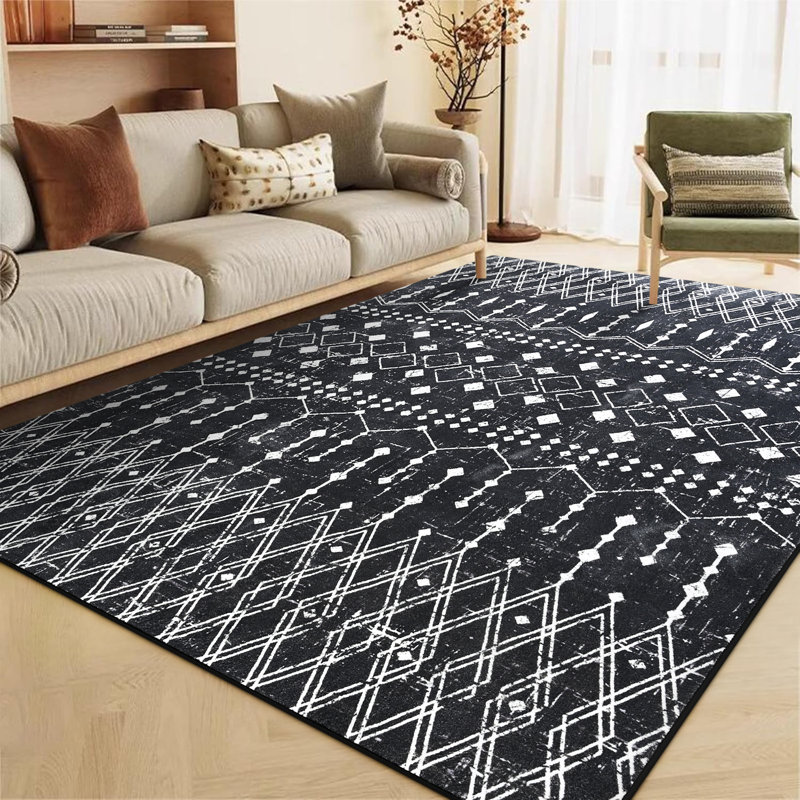 Gingham Shag Area Rug, Rectangle 153 x 244 cm