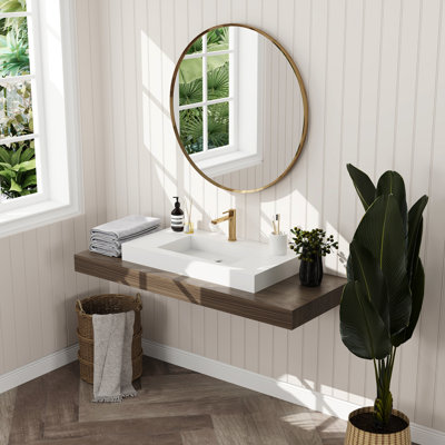 FRALIMK 18.7'' Solid Surface Rectangular Bathroom Sink