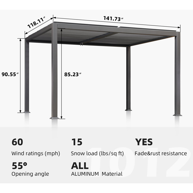 12 pi. L 10 pi. Pergola en aluminium