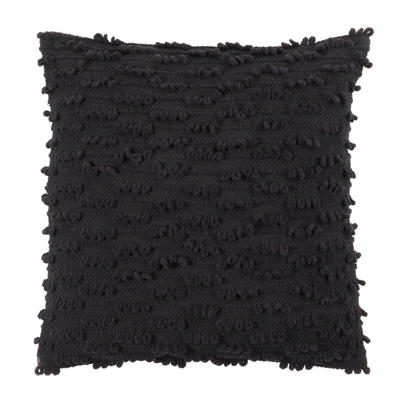 Theo Collection Ruffled Cotton Throw Pillow, Black