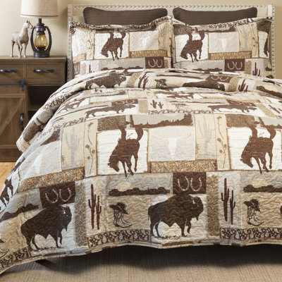 Wrangler Vintage Cowboy Western 2-Piece Quilt Set, Twin