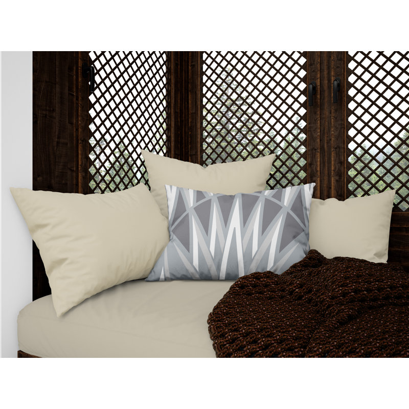 Ella Geometric Outdoor Reversible Throw Pillow, Grey