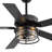 52 Inch Ceiling Fan With Light, Industrial Farmhouse Ceiling Fan With 5 Blades, Black Metal Cage Light With Clear Glass, Remote Control, Reversible Motor For Bedroom Living Room Dining Room