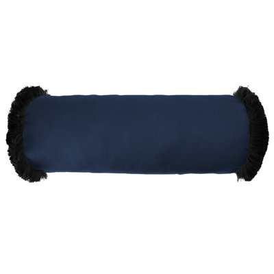 Outdoor Bolster Pillow with Fringe Trim