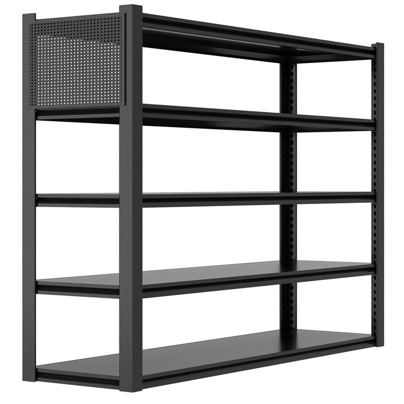 Étagères de garage réglables robustes en métal avec panneau perforé, idéales pour un rangement organisé et une utilisation durable