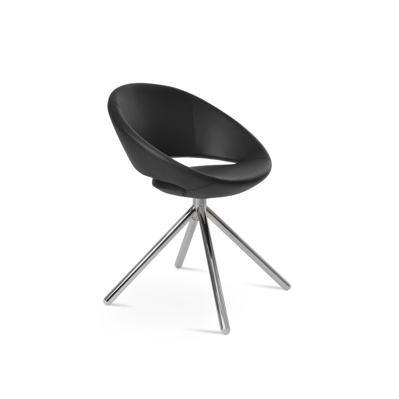 Fauteuil pivotant Crescent, Noir, Chrome