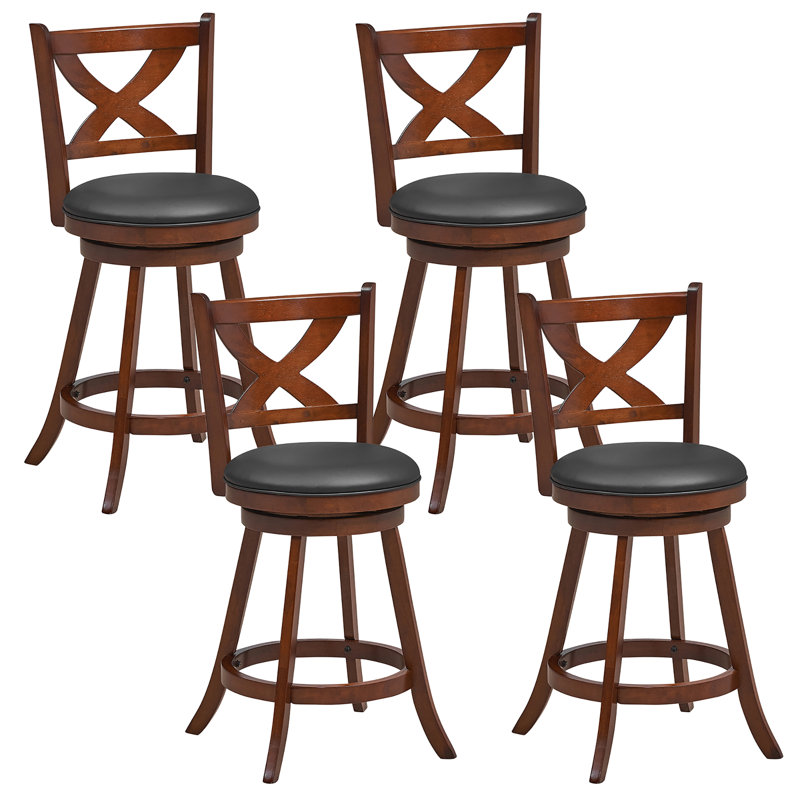 Naviya Swivel Upholstered Counter Stool with Solid Wood Frame, Counter Stool (24" Seat Height)