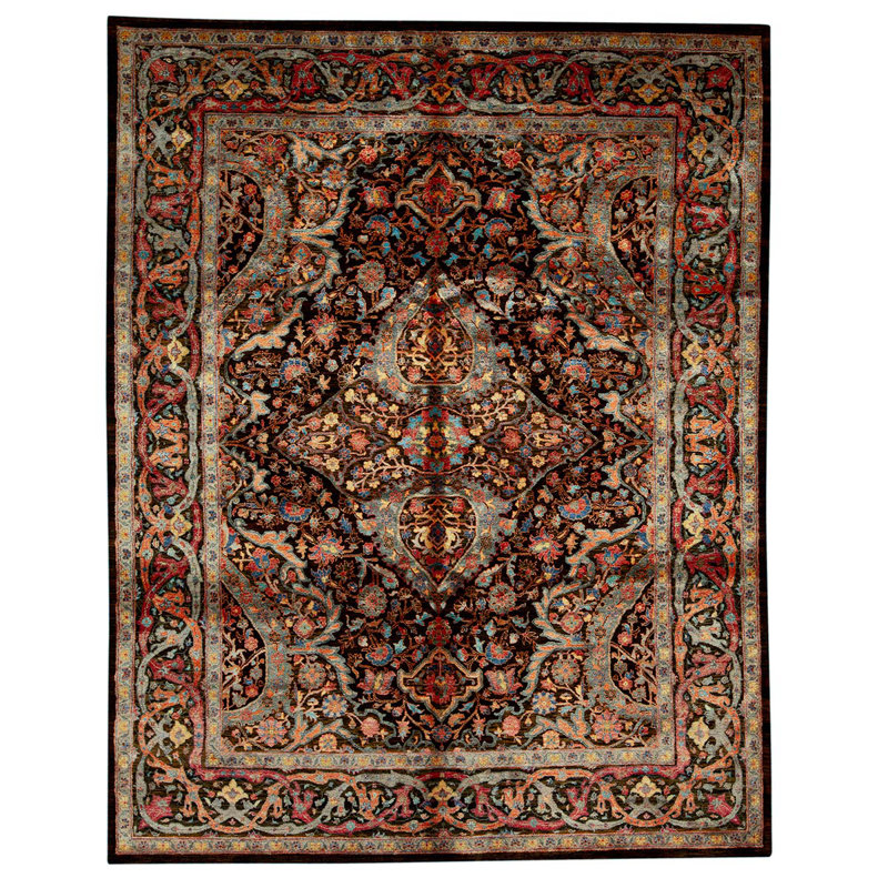 Tapis oriental noué à la main brun
