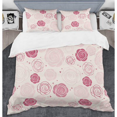 Ensemble de housse de couette mid-century roses