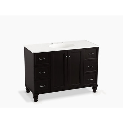 Base de meuble-lavabo 48 po Damask® Works avec pieds de meuble, 2 portes et 6 tiroirs