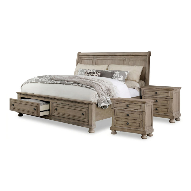 Ensemble de chambre à coucher 3 pièces Ikko, Grand, Trois pièces : lit, 2 tables de chevet