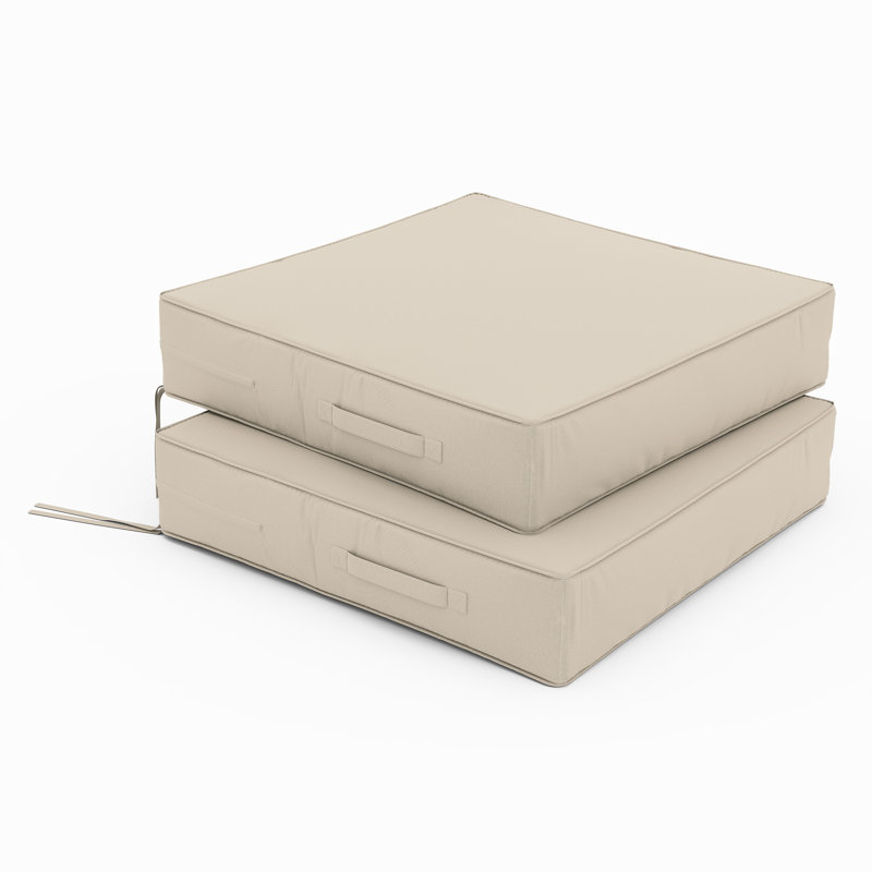 Coussins de siège d'extérieur (ensemble de 2), Crème, crème, L 24 po x P 24 po, 5 pouces