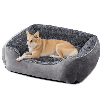 Panier rectangulaire pour chiens de grande, moyenne et petite taille, lavable à la machine, canapé-lit pour chien, fond antidérapant, respirant et doux, durable et orthopédique, pour un confort apaisant.