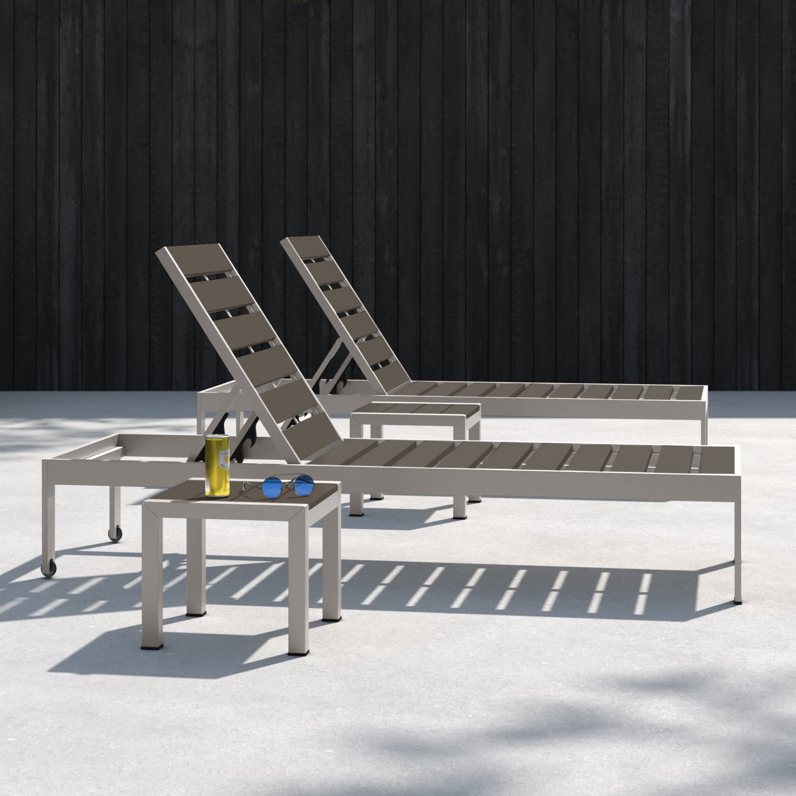 Aynura 26" Patio Chaise Lounge Set, Gray