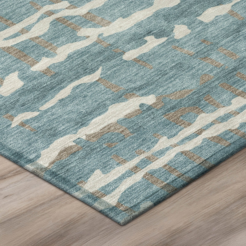 Tapis intérieur / extérieur lavable à la machine Chantille ACN2982, Sarcelle, 9 pi x 12 pi