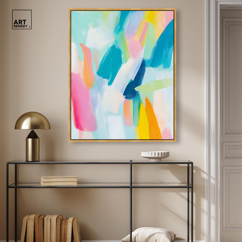 «Whirlwind of Color I Canvas Bright Abstracts» par Art Remedy, H 37 po x l 31 po, Cadre flottant doré
