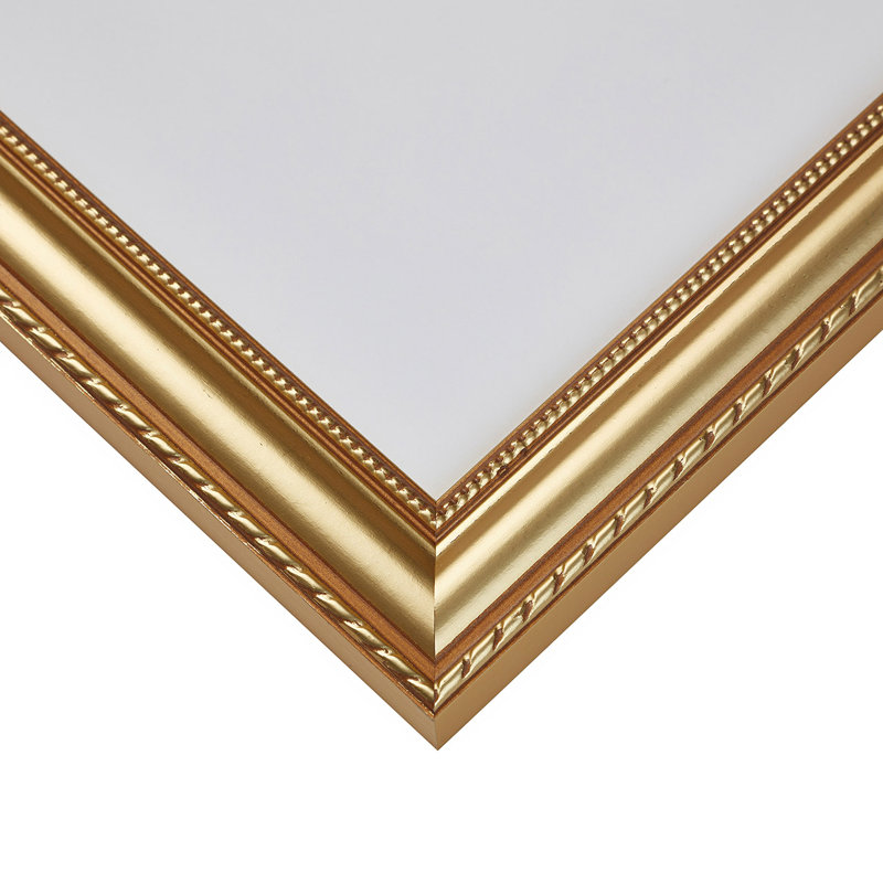 Jedaiah Gold Solid Wood Gilded Picture Frame - Set of 4 with Mat, 8" x 10" Matted to 5" x 7"